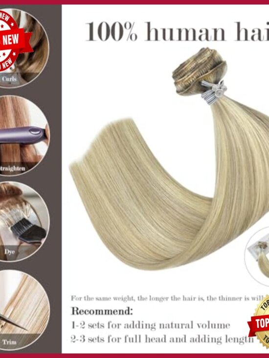 18 Inch Clip In Human Hair Extensions 70g 7pcs Straight Silky